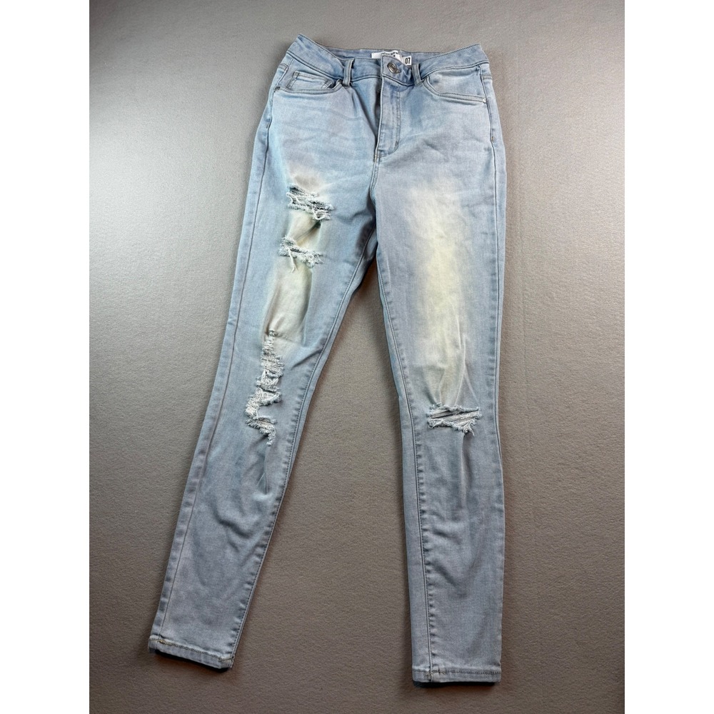 Refuge Denim Miami Distressed Skinny Jeans Light Wash Size 7 Womens
